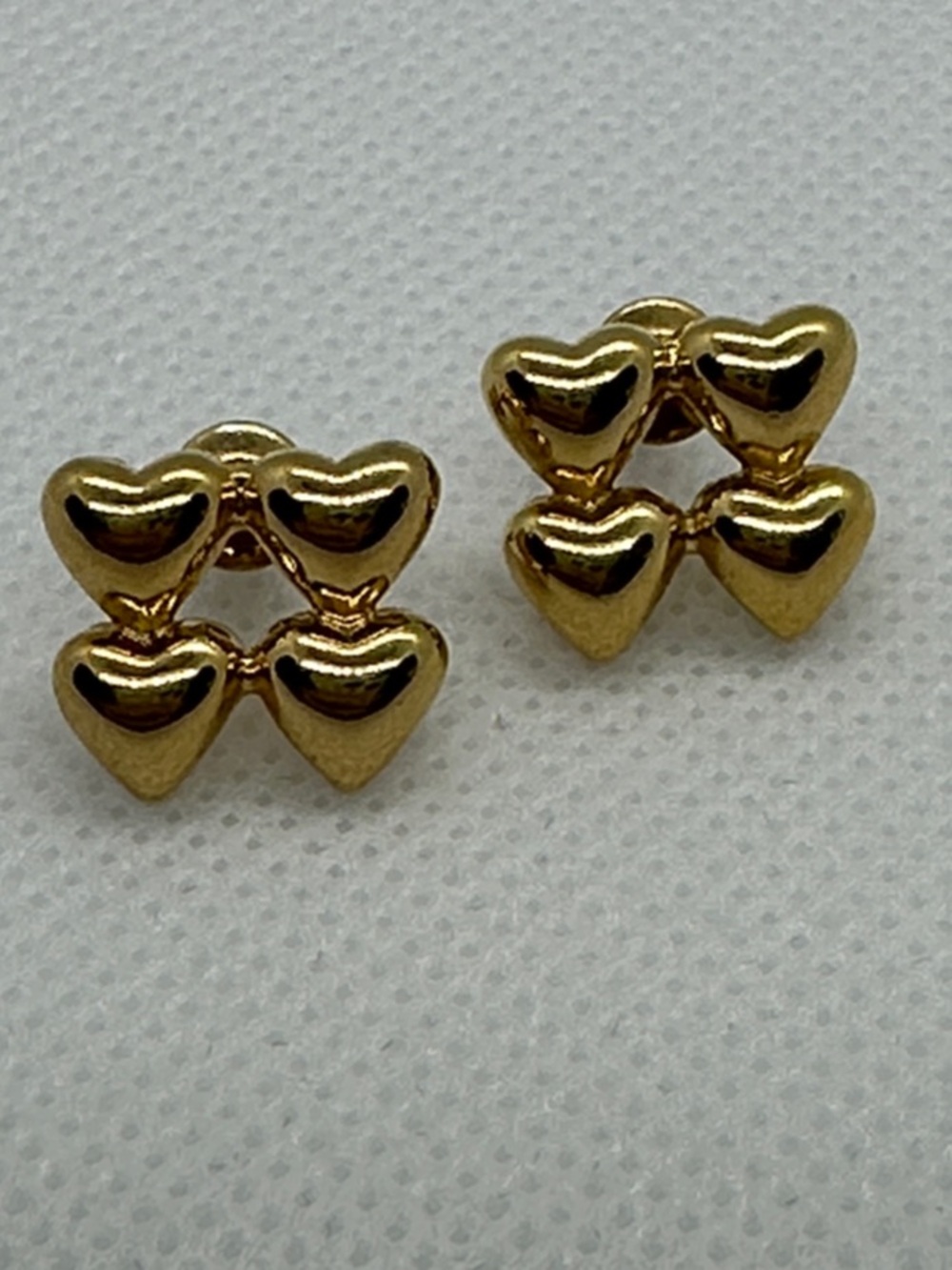 Trifari Gold-tone Linked Heart Stud Earrings